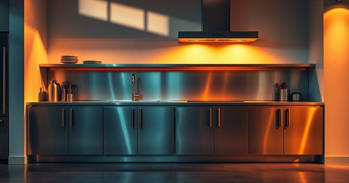 Balc&atilde;o de cozinha em a&ccedil;o 4 portas