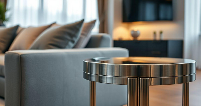 Mesa de apoio inox para transforma&ccedil;&otilde;es na decora&ccedil;&atilde;o da sua casa