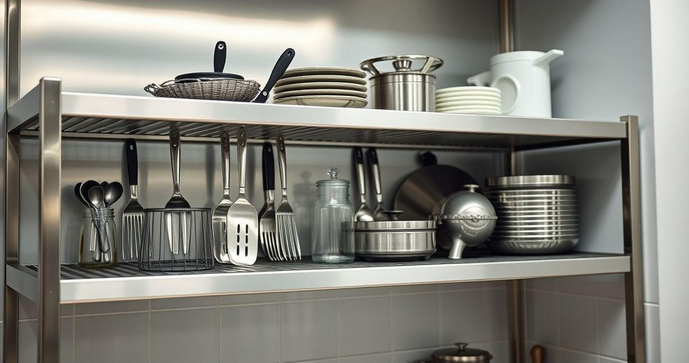 Prateleira de inox para cozinha &eacute; a solu&ccedil;&atilde;o ideal para organiza&ccedil;&atilde;o e estilo na sua casa