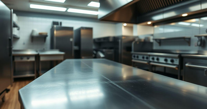 Mesa de inox para cozinha industrial &eacute; a escolha ideal para durabilidade e praticidade na sua cozinha profissional