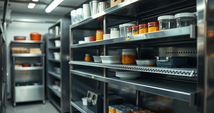 Prateleira de inox para cozinha industrial &eacute; a solu&ccedil;&atilde;o ideal para otimizar espa&ccedil;o e organiza&ccedil;&atilde;o