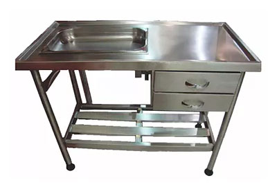 Balcão de cozinha com pia inox